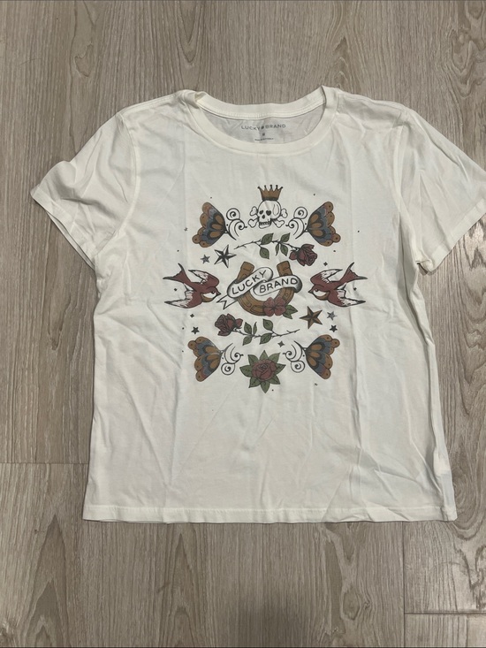Lucky Brand Tops - Lucky Brand White Tee with Vintage Tattoo Motif